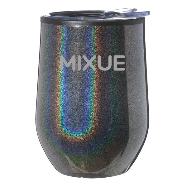 12 oz Travel Tumbler Iridescent Compact w/ Clear Lid EVA Pad