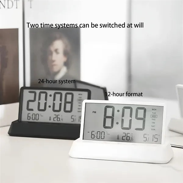 Digital Desk Alarm Clock With Temperature Date Display