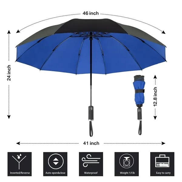 46" Arc Inverted-Close Auto-Open Folding Umbrella