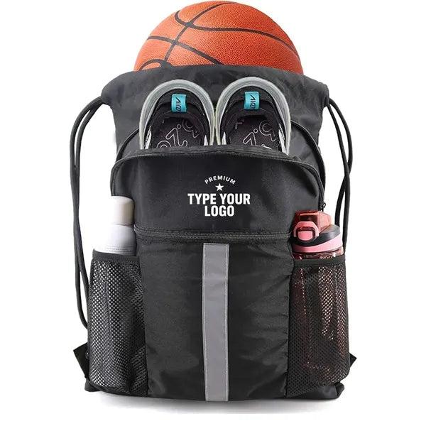 Drawstring Backpack Bag with Shoe Compartment