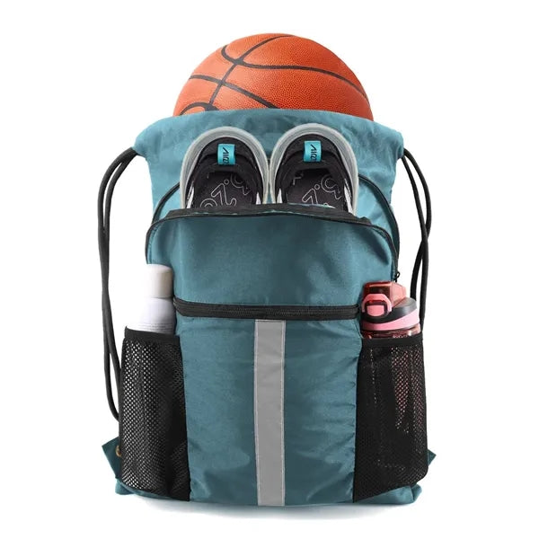 Drawstring Backpack Bag with Shoe Compartment