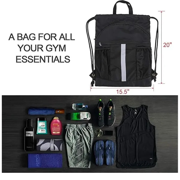 Drawstring Backpack Bag with Shoe Compartment