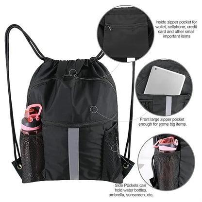 Drawstring Backpack Bag with Shoe Compartment