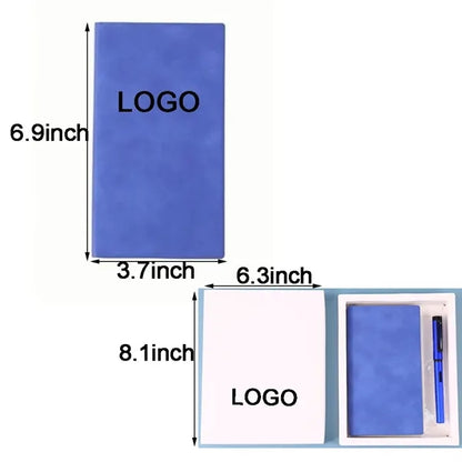A6 Custom Portable Leather Notebook Gift Set w/Sign Pen