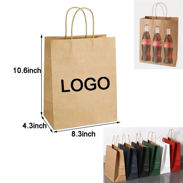 Custom Portable Paper Gift Shopping Tote Bag w/Handles