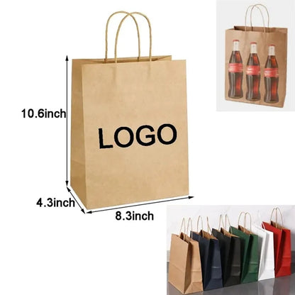 Custom Portable Paper Gift Shopping Tote Bag w/Handles