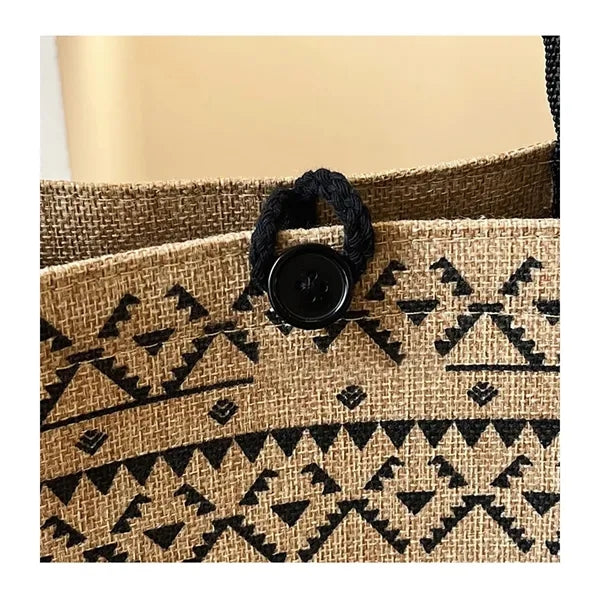 Linen Eco-friendly Natural Geometric Large Capacity Tote Bag