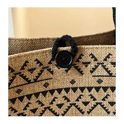 Linen Eco-friendly Natural Geometric Large Capacity Tote Bag