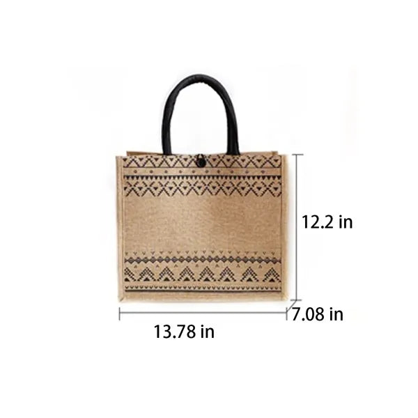 Linen Eco-friendly Natural Geometric Large Capacity Tote Bag