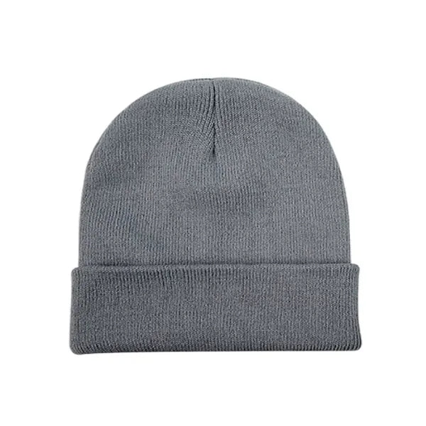 Solid Color Embroidered Knit Unisex Ski Beanie