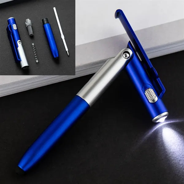 4 In 1 LED Folding Ballpoint Pen Phone Stand Holder