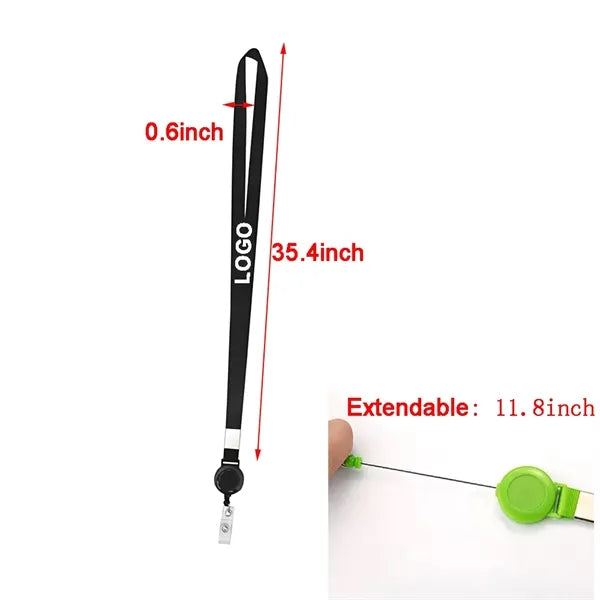 Portable Polyester Lanyard w/Retractable Badge Reel Combo