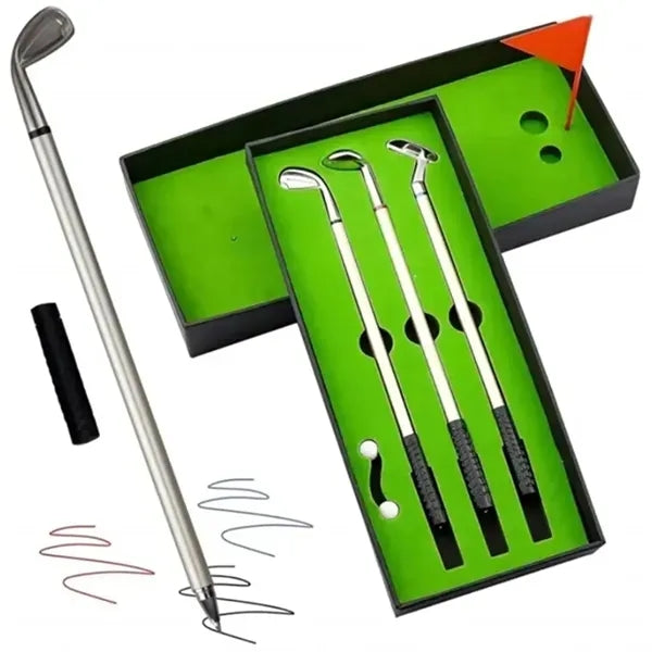 3 Piece Golf Pen Set Gift Fun Office Toys
