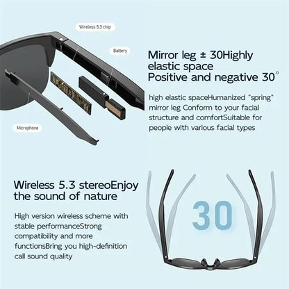 Rechargeable Bluetooth Touch Controls Smart Audio Sunglasses