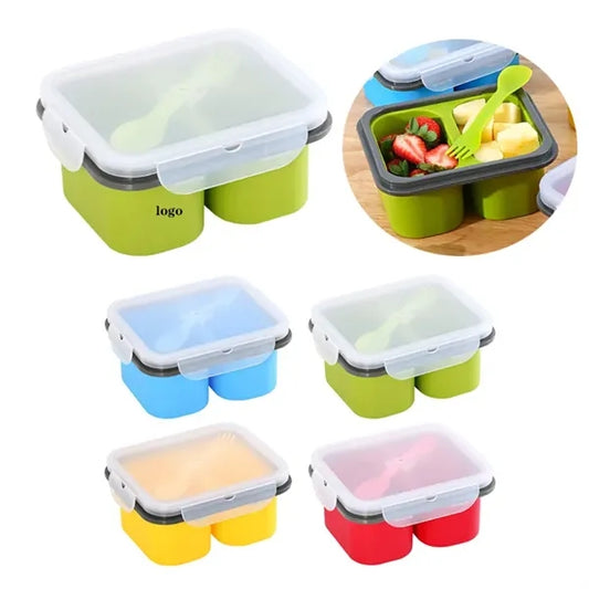 Collapsible Silicone Lunch Boxes with Fork