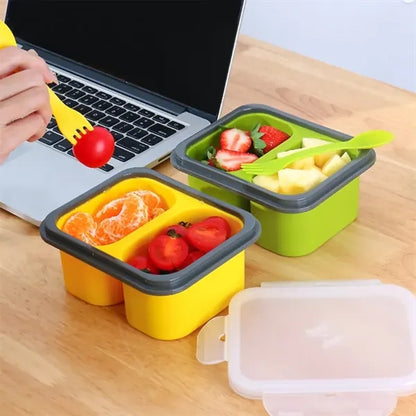 Collapsible Silicone Lunch Boxes with Fork