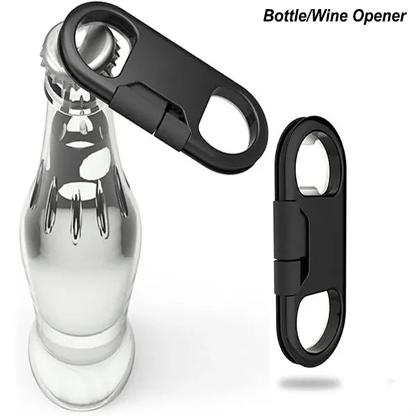 3-in-1 Bottle Opener Keychain with Cellphone Charging Cable
