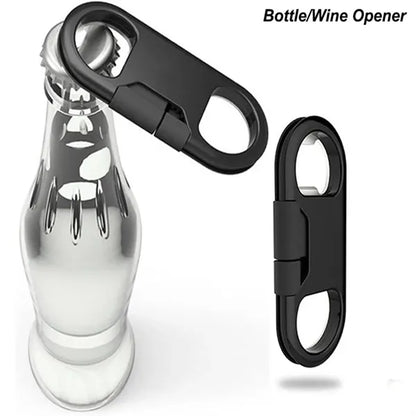 3-in-1 Bottle Opener Keychain with Cellphone Charging Cable