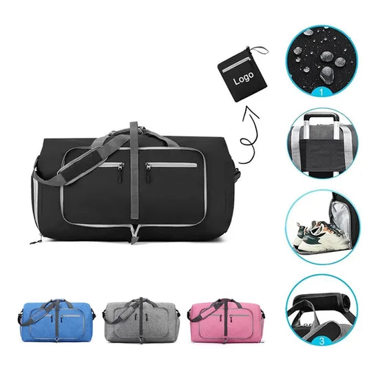 Foldable Travel Duffle Bag with Shoes Compartment