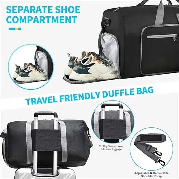 Foldable Travel Duffle Bag with Shoes Compartment