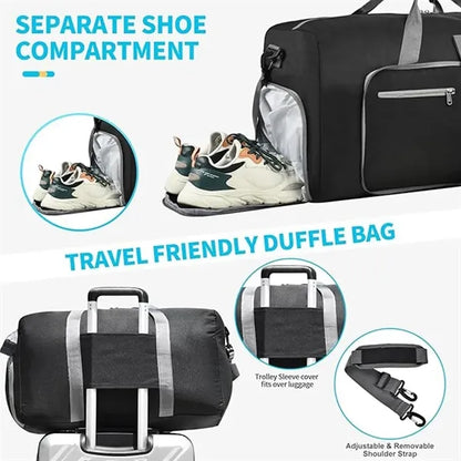 Foldable Travel Duffle Bag with Shoes Compartment