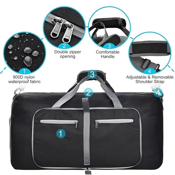 Foldable Travel Duffle Bag with Shoes Compartment