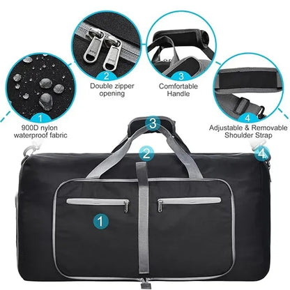 Foldable Travel Duffle Bag with Shoes Compartment