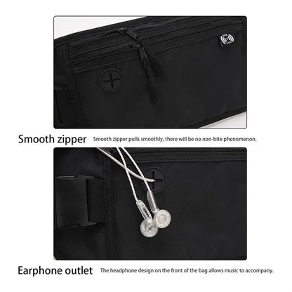RFID Blocking Outdoor Sports Waist Bag W/ Headphone Jack