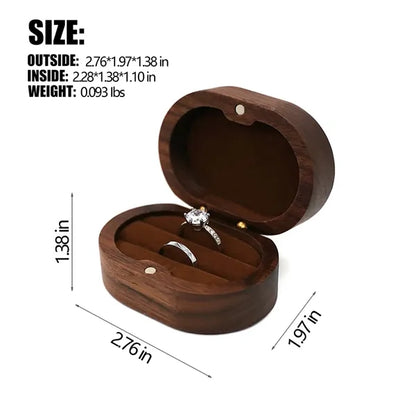 Wooden Window Magnetic Engraved Oval Ring Jewelry Box