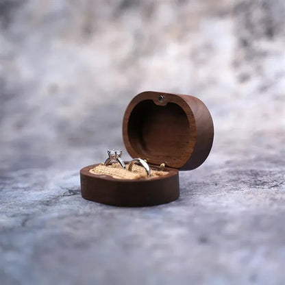 Oval Forest Rustic Carve Engagement Wedding Ring Box Holder