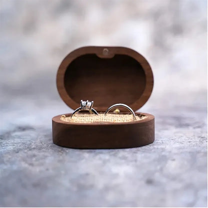Oval Forest Rustic Carve Engagement Wedding Ring Box Holder