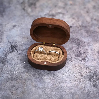 Oval Forest Rustic Carve Engagement Wedding Ring Box Holder