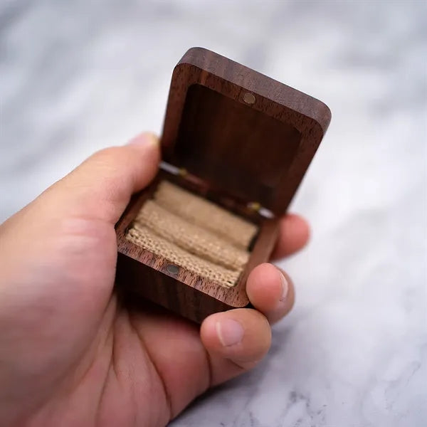 Oval Forest Rustic Carve Engagement Wedding Ring Box Holder