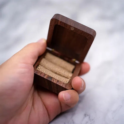 Oval Forest Rustic Carve Engagement Wedding Ring Box Holder