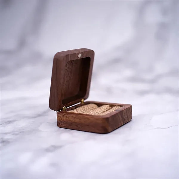 Oval Forest Rustic Carve Engagement Wedding Ring Box Holder
