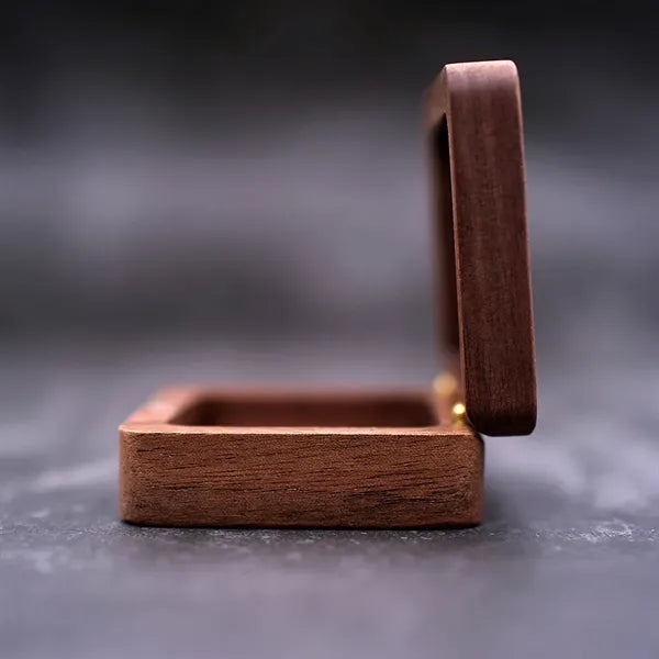 Oval Forest Rustic Carve Engagement Wedding Ring Box Holder
