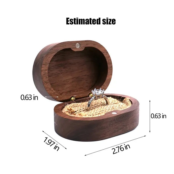 Oval Forest Rustic Carve Engagement Wedding Ring Box Holder