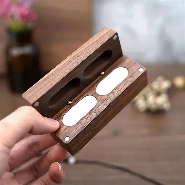 Wedding Walnut Pair Storage Gift Wooden Box Earrings Jewelry