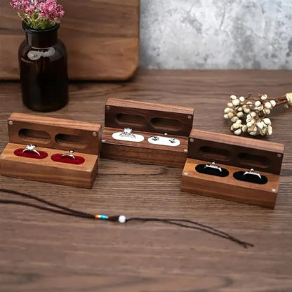 Wedding Walnut Pair Storage Gift Wooden Box Earrings Jewelry