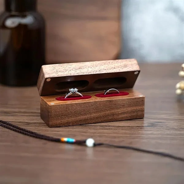 Wedding Walnut Pair Storage Gift Wooden Box Earrings Jewelry