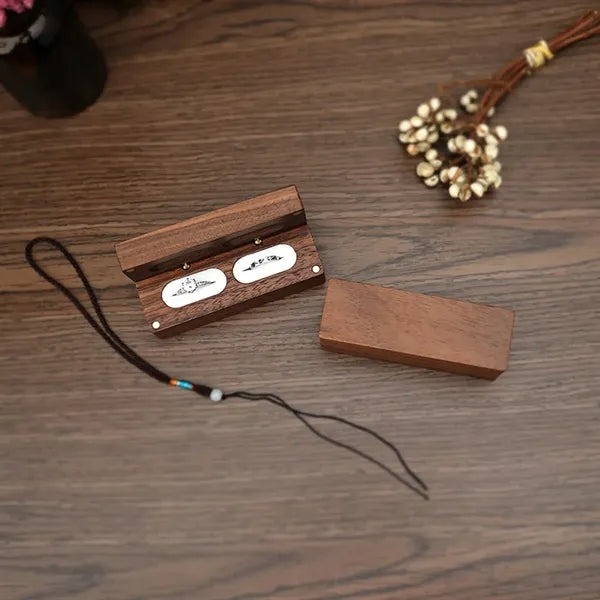 Wedding Walnut Pair Storage Gift Wooden Box Earrings Jewelry