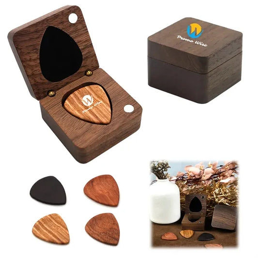 Magnetic Sturdy Wood Guitar Picks With Storage Case Walnut