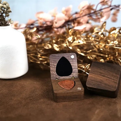Magnetic Sturdy Wood Guitar Picks With Storage Case Walnut
