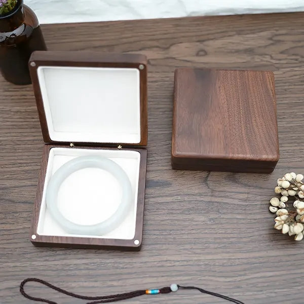 Wooden Square Magnetic Bracelet Pendant Jewelry Storage Box
