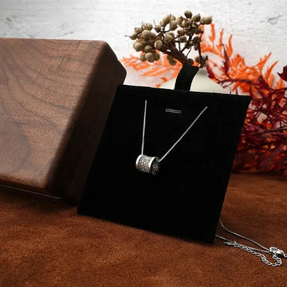 Wooden Square Necklace Pendant with Magnetic Jewelry Box