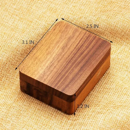 Wooden Square Mirror Magnetic Portable Necklace Jewelry Box