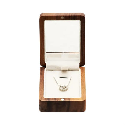 Wooden Square Mirror Magnetic Portable Necklace Jewelry Box