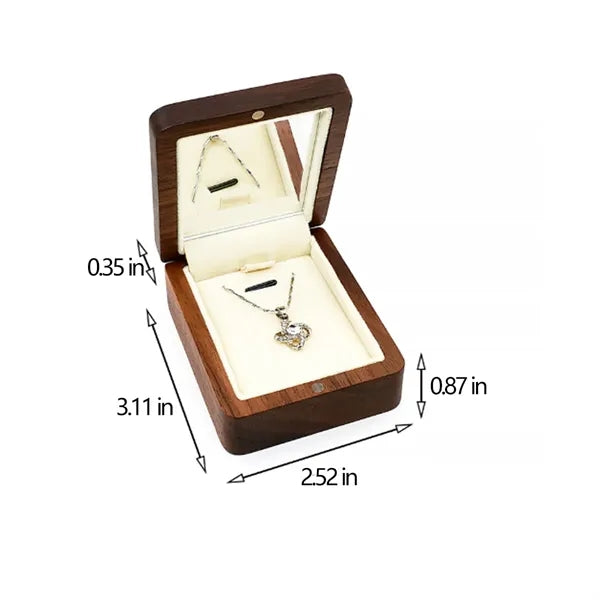 Wooden Square Mirror Magnetic Portable Necklace Jewelry Box