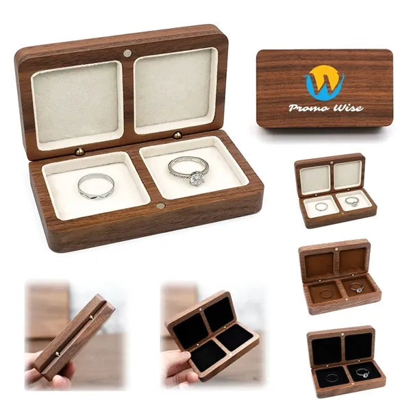 Wooden Square Double Compartment Magnetic Jewelry Box