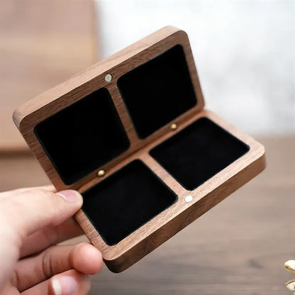 Wooden Square Double Compartment Magnetic Jewelry Box